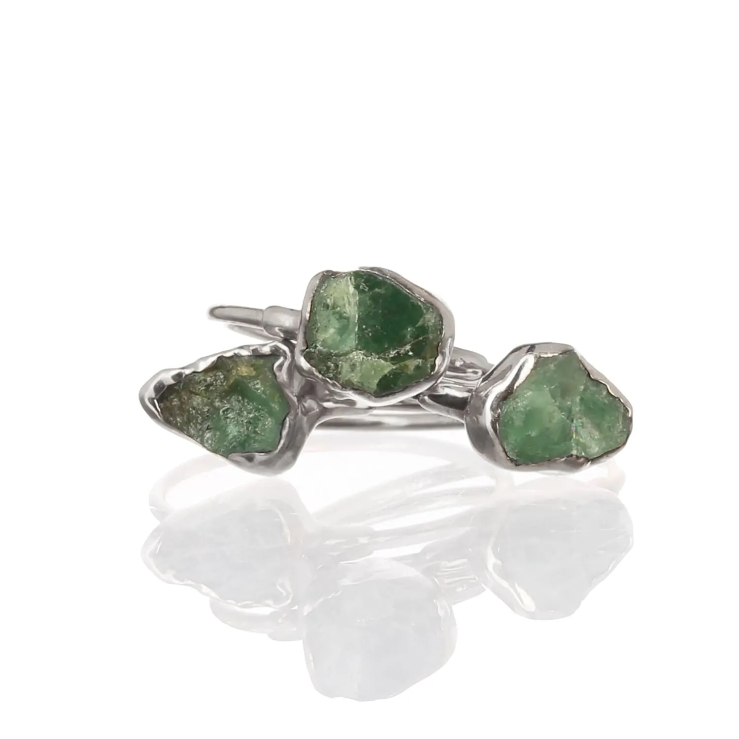 Raw Emerald Ring in Sterling Silver