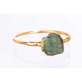 Raw Emerald Ring in Yellow Gold