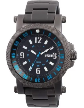 Reactor Fallout 2 Mens Day/Date Watch - Black/Blue Dial - Matte Finish