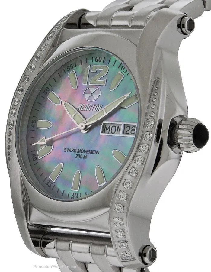 Reactor Womens Curie Watch - Stainless - Swarovski - Bracelet - Day/Date - MOP