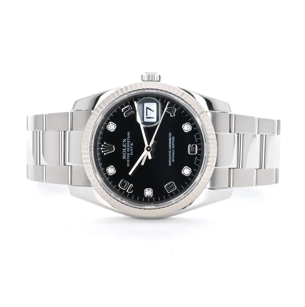 Rolex | 34mm Date Stainless Steel Diamond Watch - 115234