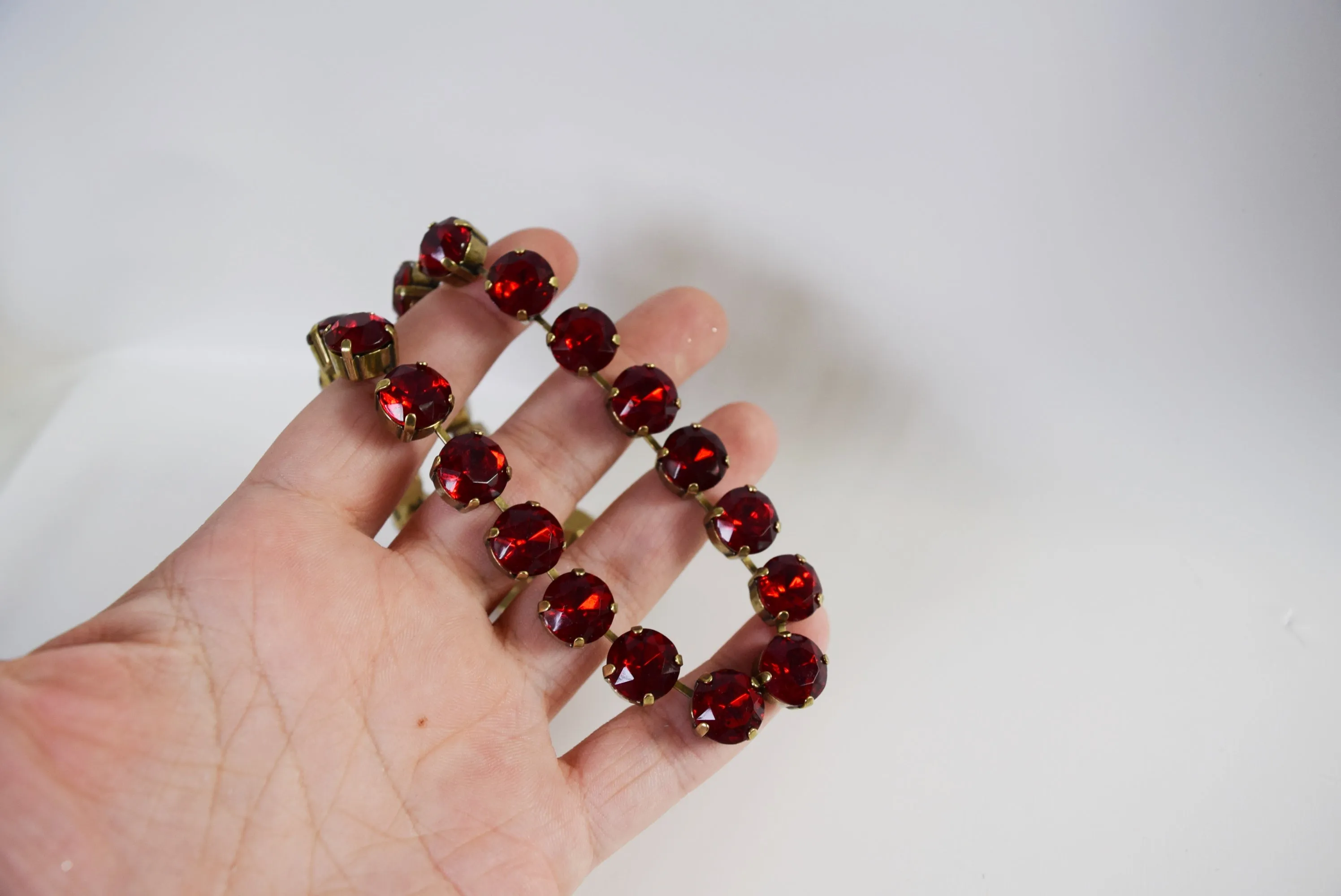 Ruby Red Crystal Collet Necklace - Small Round