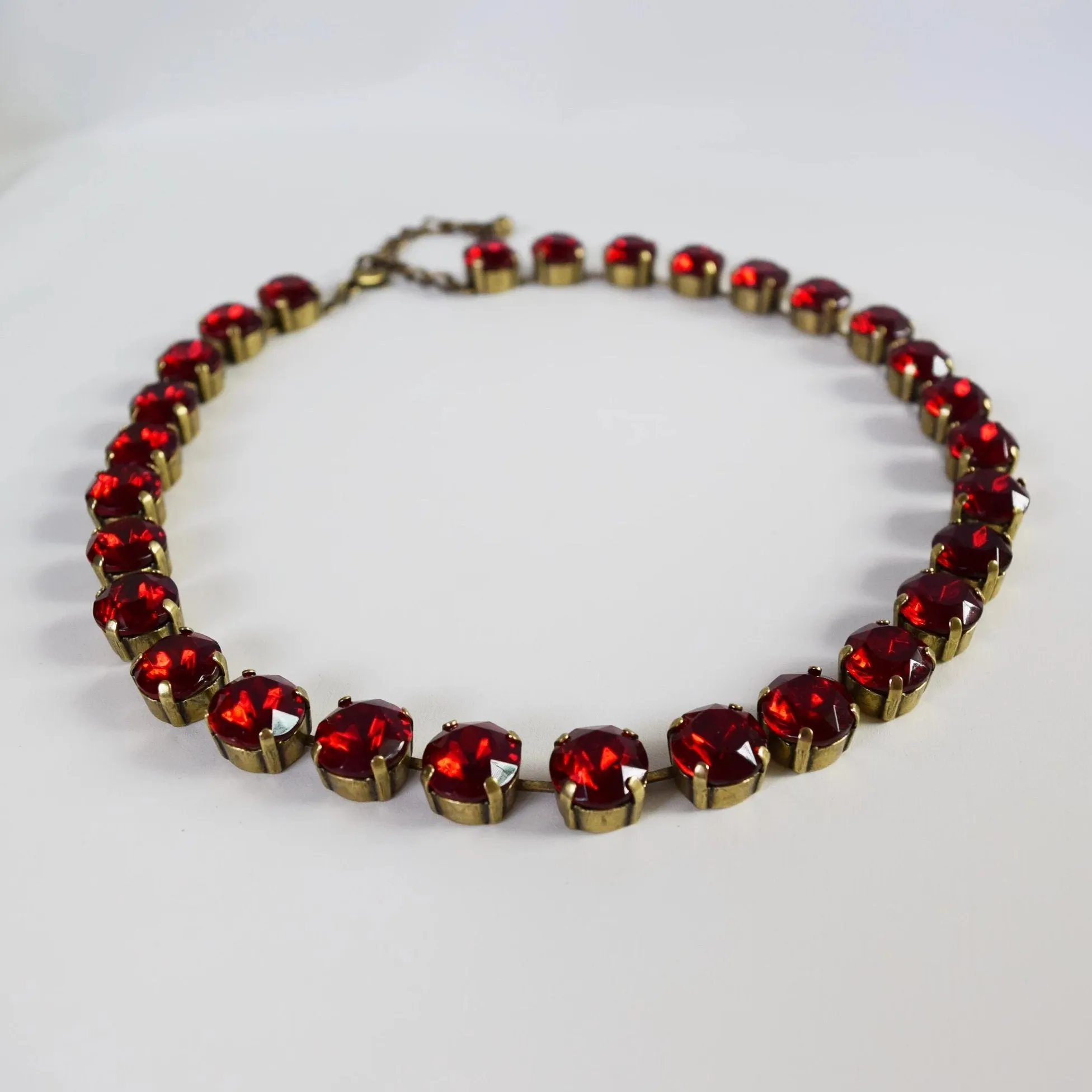 Ruby Red Crystal Collet Necklace - Small Round