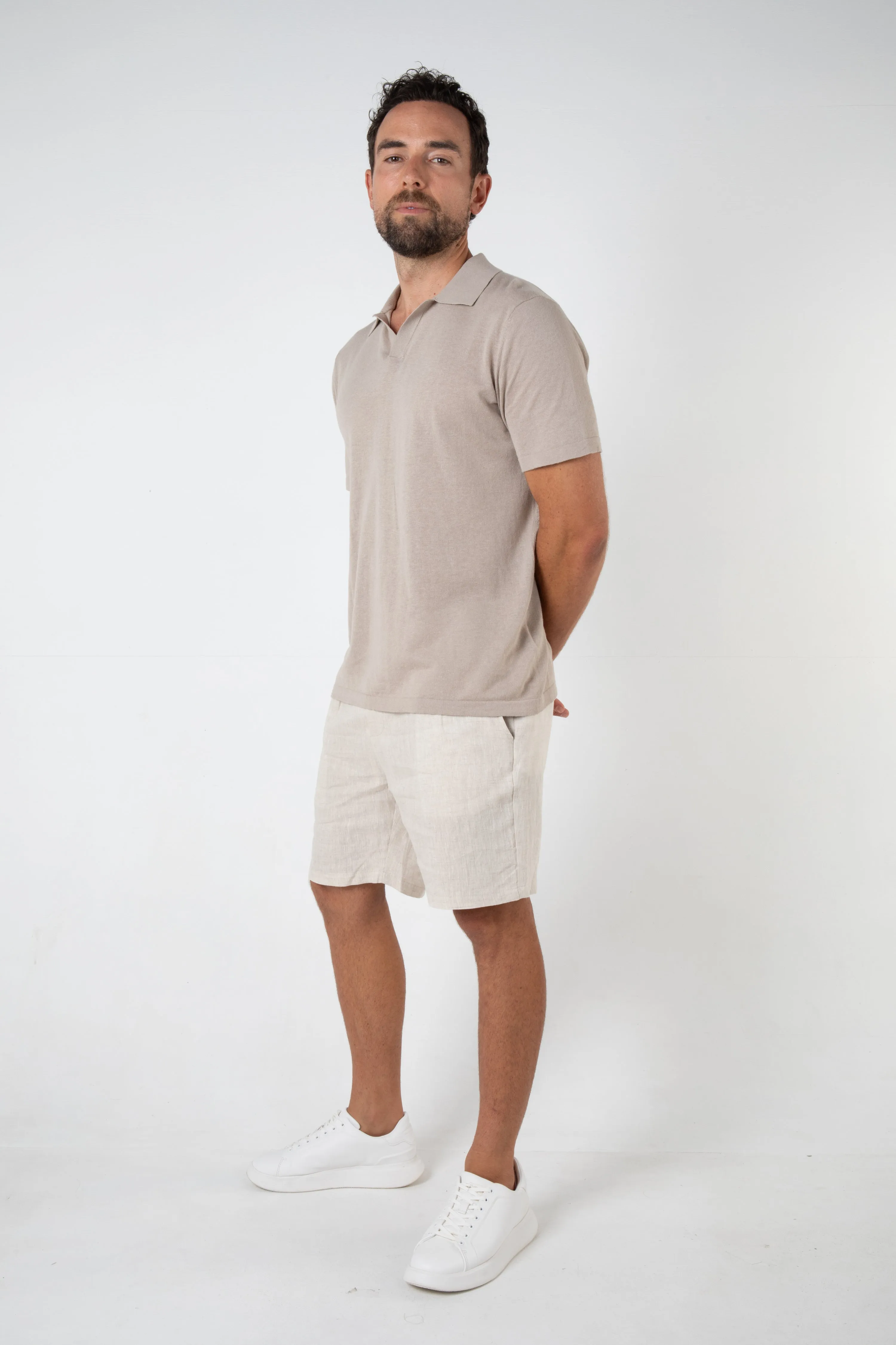 RUFOLO LINEN SHORT - NATURAL