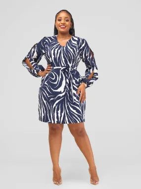 Salok Havilah Wear Masaka Dress - Navyblue Print