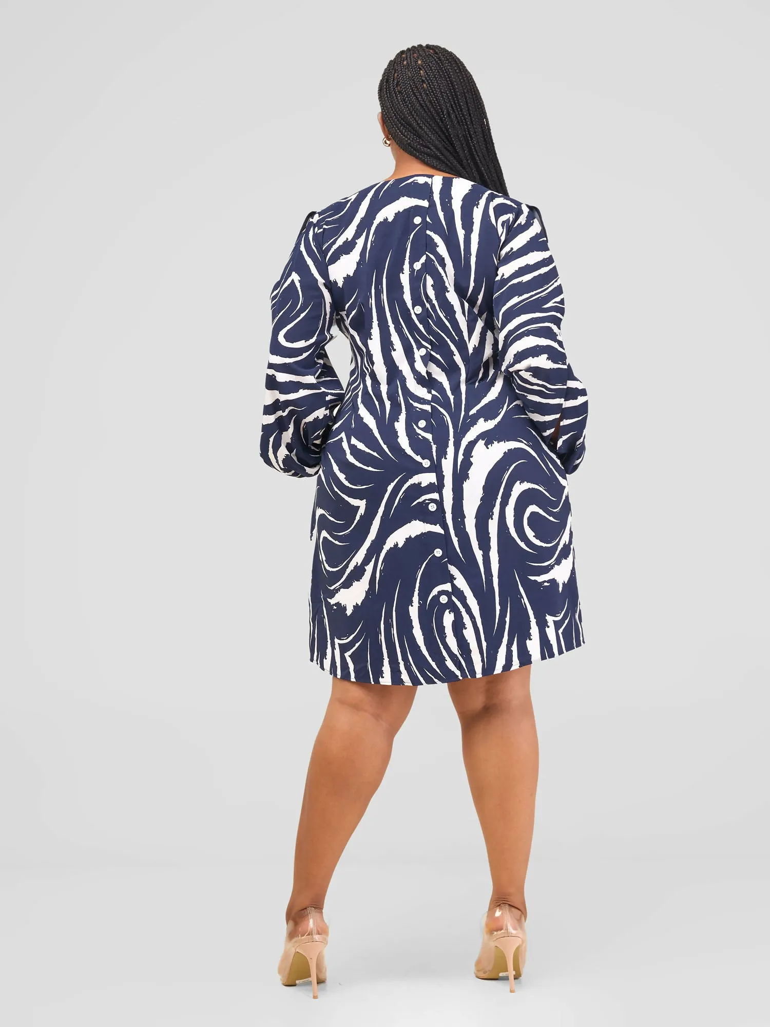 Salok Havilah Wear Masaka Dress - Navyblue Print