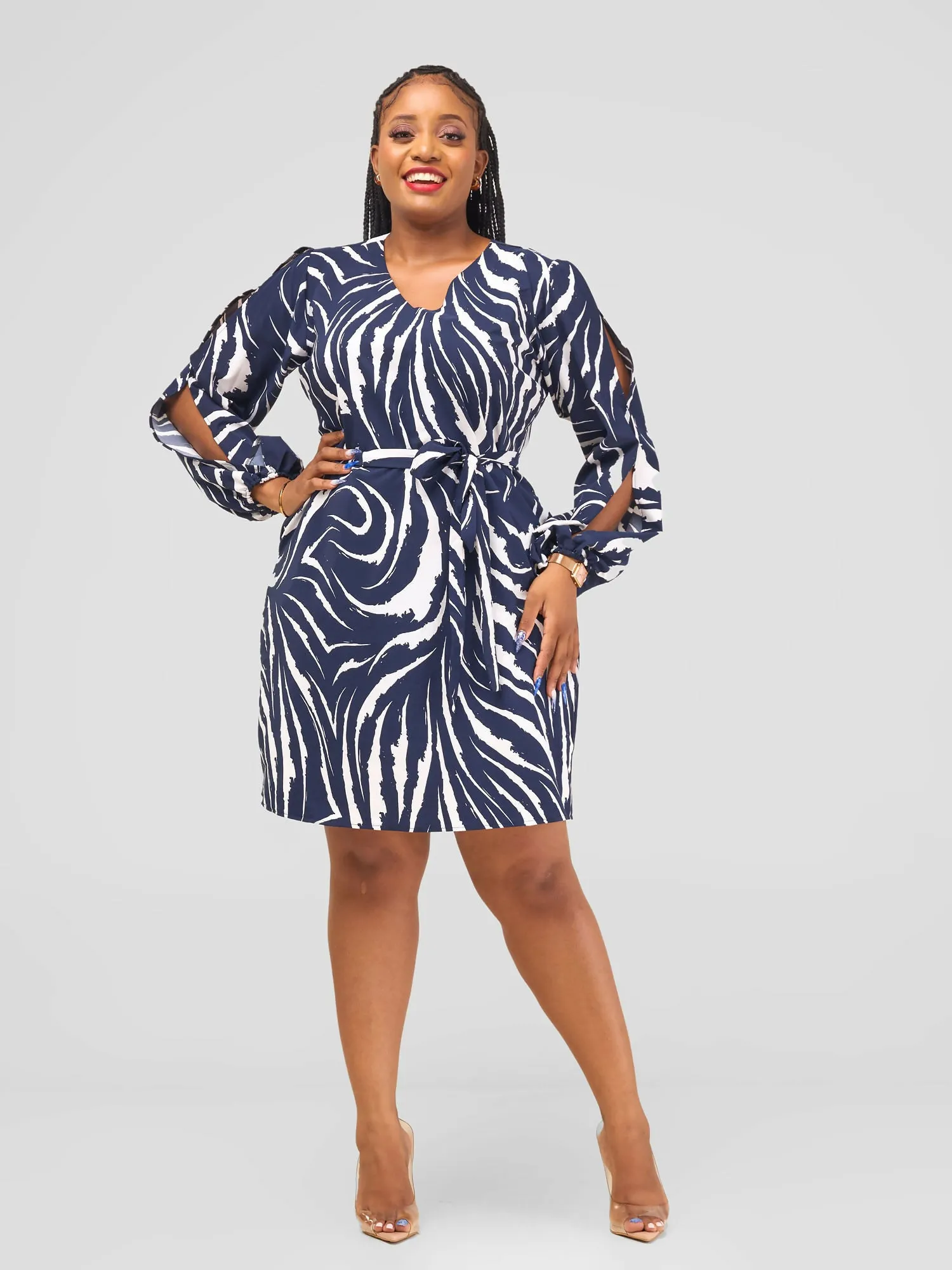 Salok Havilah Wear Masaka Dress - Navyblue Print