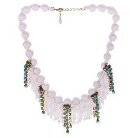 Sicilian Beaded and Blue Crystal Necklace by A'BIDDIKKIA