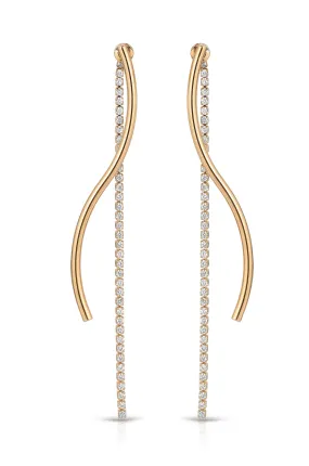 Spin Around 18k Gold Plated Linear Dangle Earrings