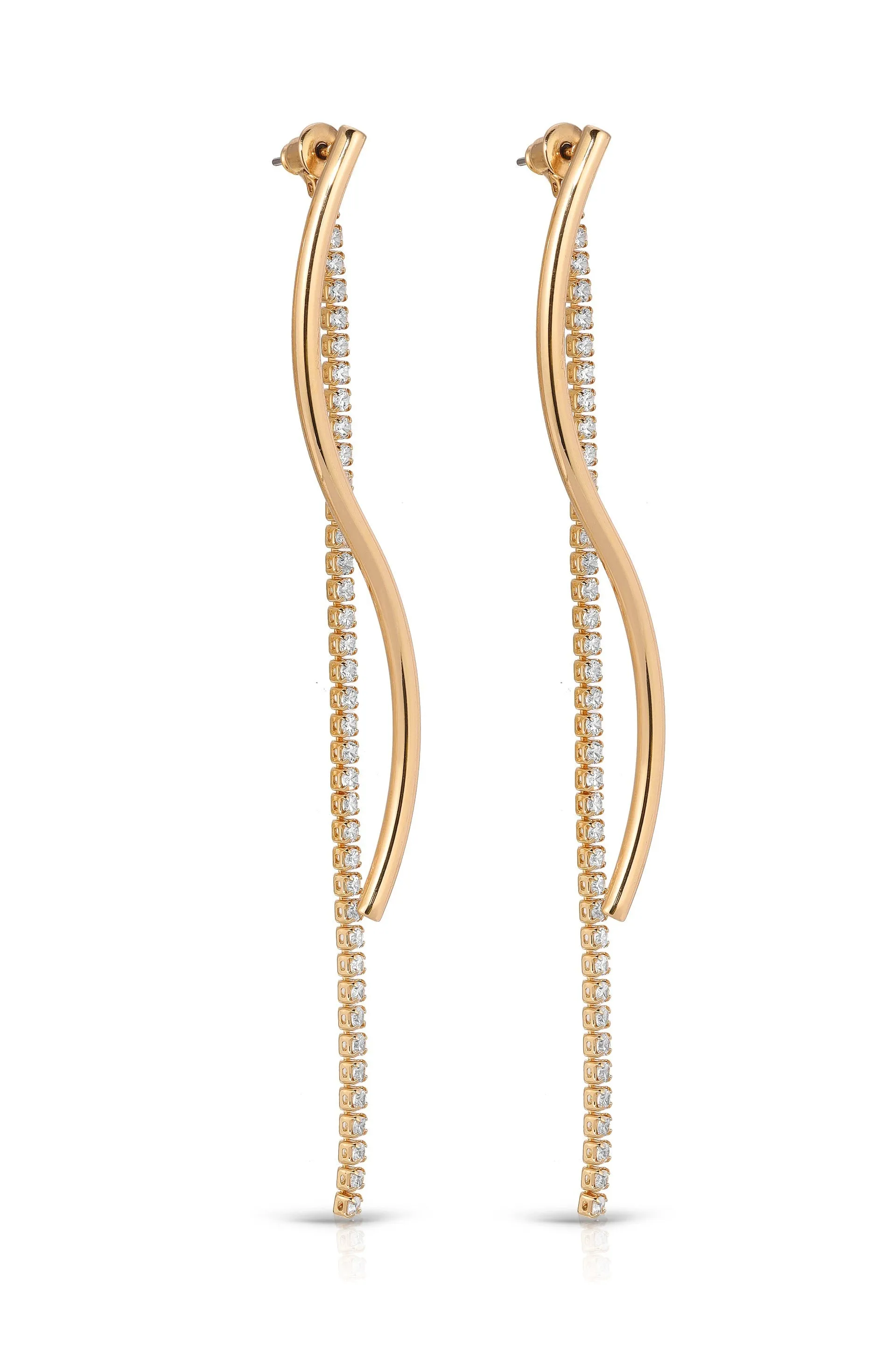 Spin Around 18k Gold Plated Linear Dangle Earrings