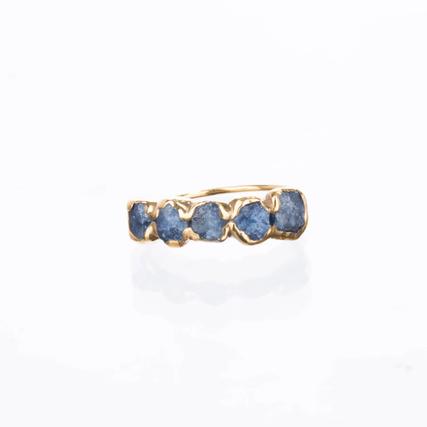 Sterling Silver Eternity Sapphire Ring, Raw Sapphire Ring,