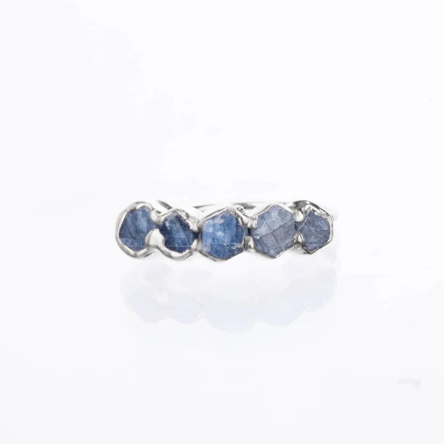 Sterling Silver Eternity Sapphire Ring, Raw Sapphire Ring,