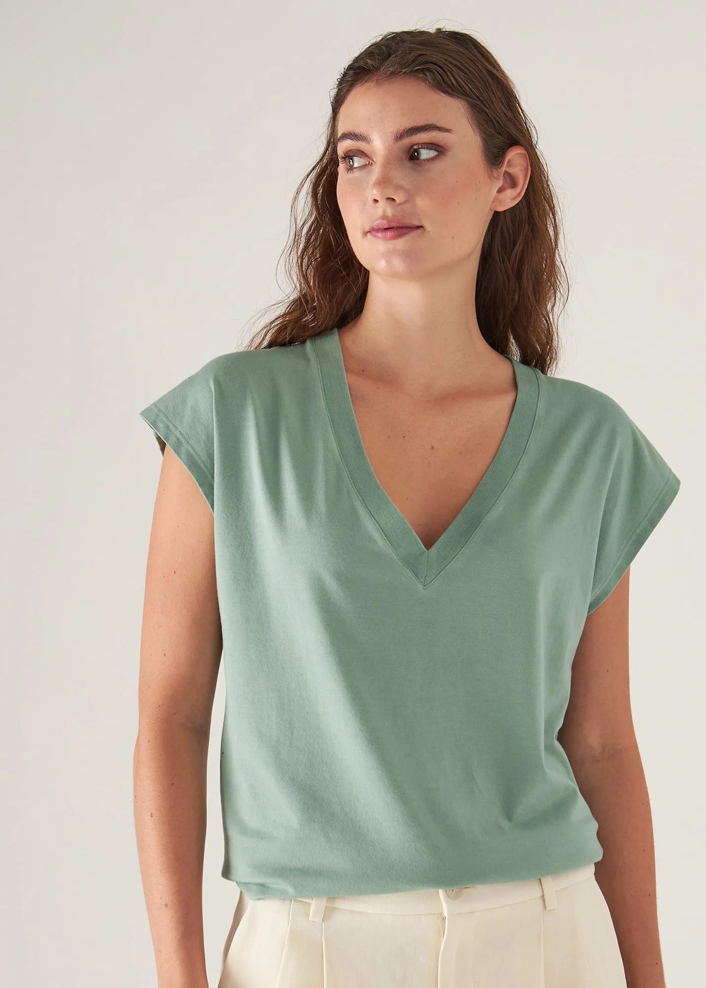 SUBLIME REACTIVE PIMA COTTON STRETCH DOLMAN V-NECK