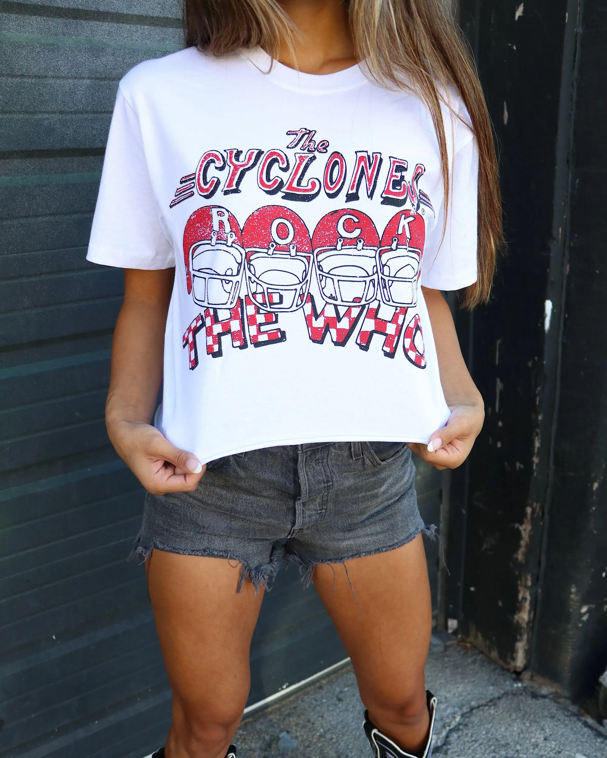 The Who Iowa State Rock White Cropped Tee