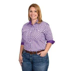 Women's - Abbey - Full Button - Purple Check