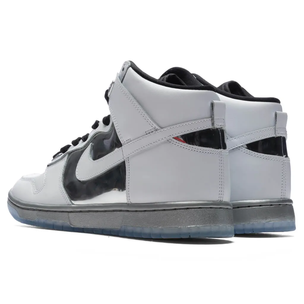 Womens Dunk High SE Chrome - White/Metallic Silver/Black