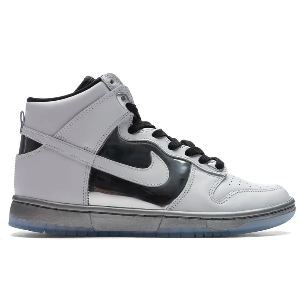 Womens Dunk High SE Chrome - White/Metallic Silver/Black