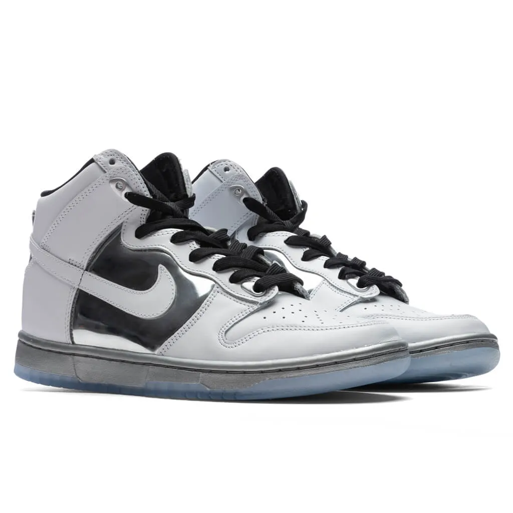 Womens Dunk High SE Chrome - White/Metallic Silver/Black