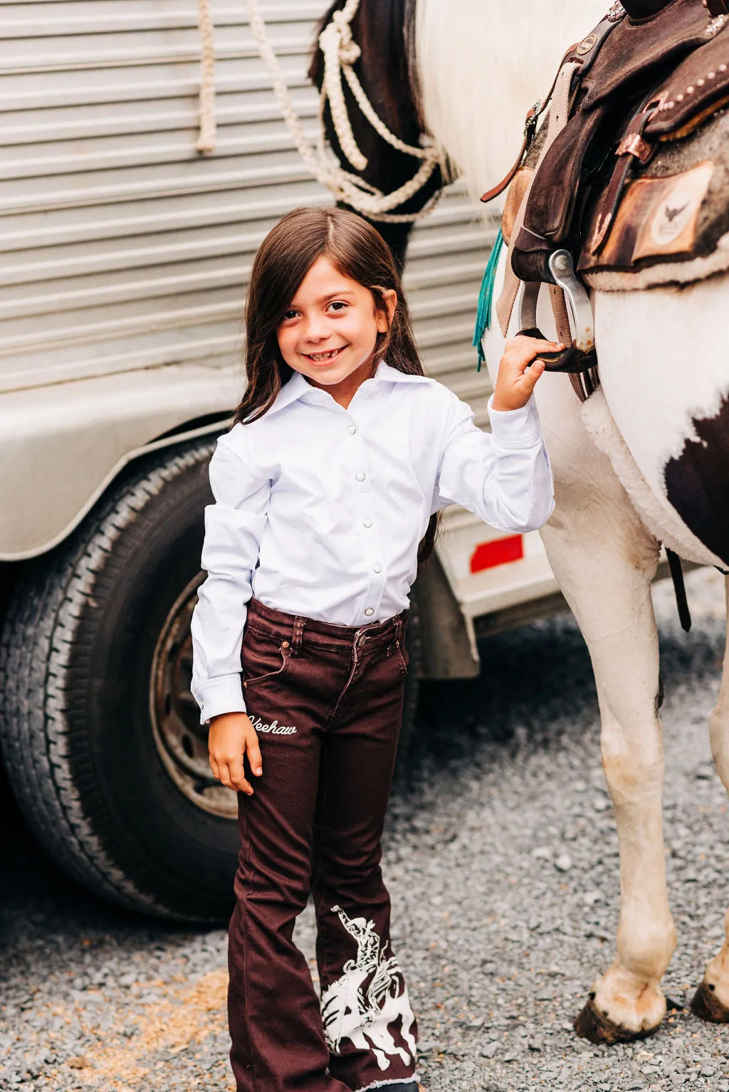 *YOUTH* WHITE PERFORMANCE RODEO SHIRT