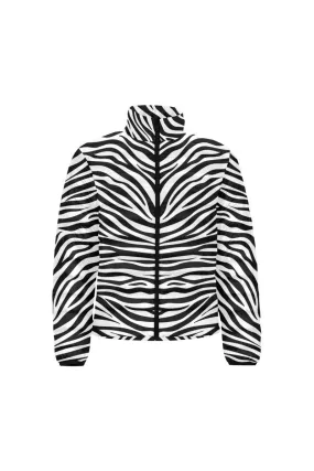 Zebra Print Unisex Stand Collar Padded Jacket